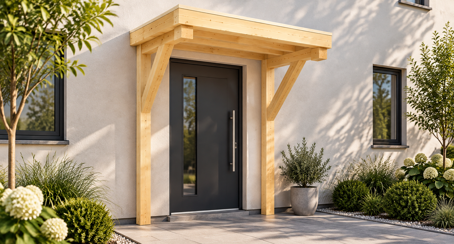 Eingangsvordach Flachdach 1.5 × 1.2 m in Natur — unbehandelt